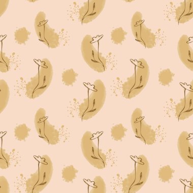 Suluboya noktasında hatları olan kusursuz bir desen. Kumaş üzerine yazdırma, kapak tasarımı ve duvar kağıdı için vektör resmi.