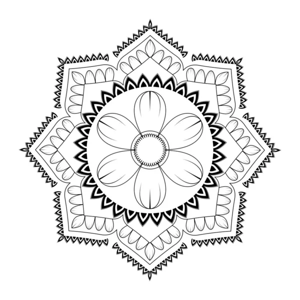 Mandala Livre Coloriage Antistress Modèle Pour Mehendi Dessin Oriental Illustration — Image vectorielle