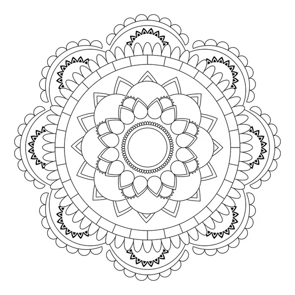 Mandala Stres Önleyici Boyama Kitabı Mehendi Nin Şablonu Orijinal Çizim — Stok Vektör