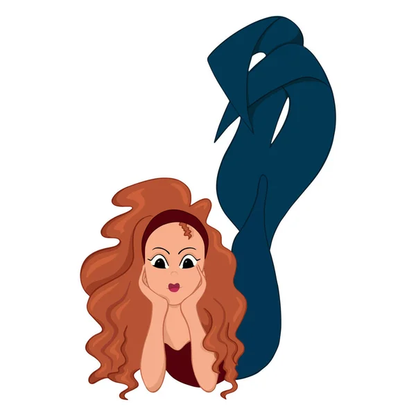 Cute Little Mermaid Vector Illustration Children Cartoon Style Suitable Baby — Stock Vector