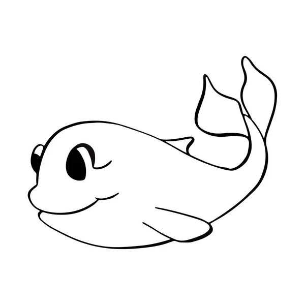 Delfín Ilustración Del Contorno Infantil Estilo Doodle Vector Colorear Para — Vector de stock