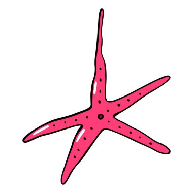 Denizyıldızı. Çizgi film tarzında vektör illüstrasyonu. Çocuk odalarını süslemek için çıkartma, çıkartma olarak kullanılabilir. Beyaz arkaplanda izole.