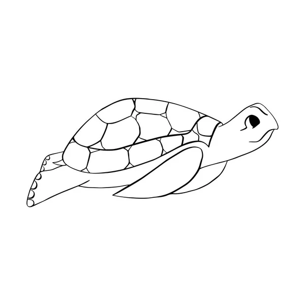 Żółw Ilustracja Konturu Dziecięcego Styl Bazgrołów Wektor Kolorowanki Dla Dzieci — Wektor stockowy