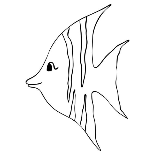 Pescado Esquema Blanco Negro Imagen Vectorial Estilo Dibujos Animados Libro — Vector de stock