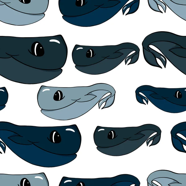 Seamless Pattern Cute Sperm Whale Sperm Whale — Stock Vector
