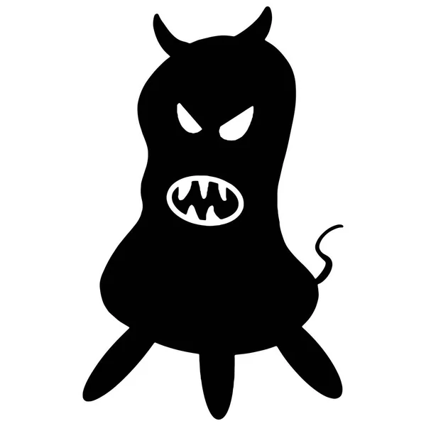 Monster Kindervektorillustration Für Stoffe Bezüge Drucke Aufkleber Schwarz Weiße Silhouette — Stockvektor