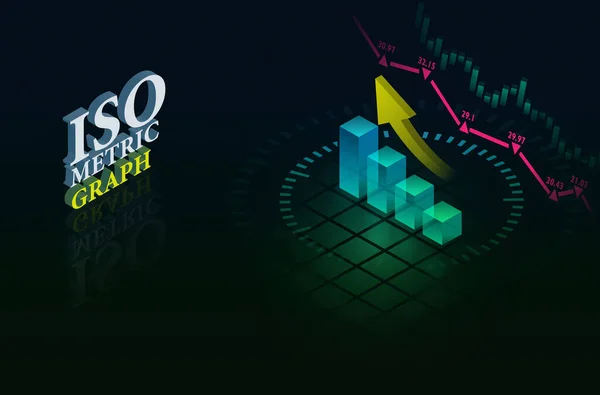 Isometric business and technology 3d illüstrasyon şeması ve sunum için diyagramlar. Infographic veri analiz zaman çizelgesi.