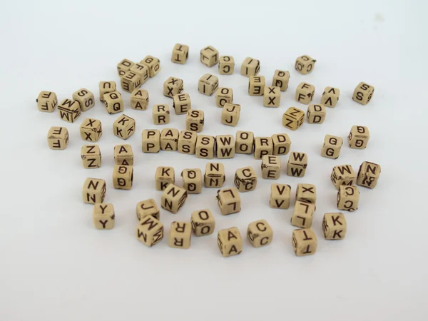 Ilustração da palavra senha de cubos com letras — Fotografia de Stock