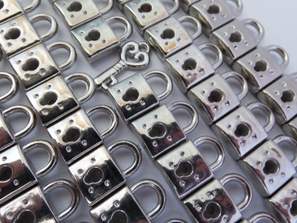 Birçok kilit ve anahtar, metal, perspektif