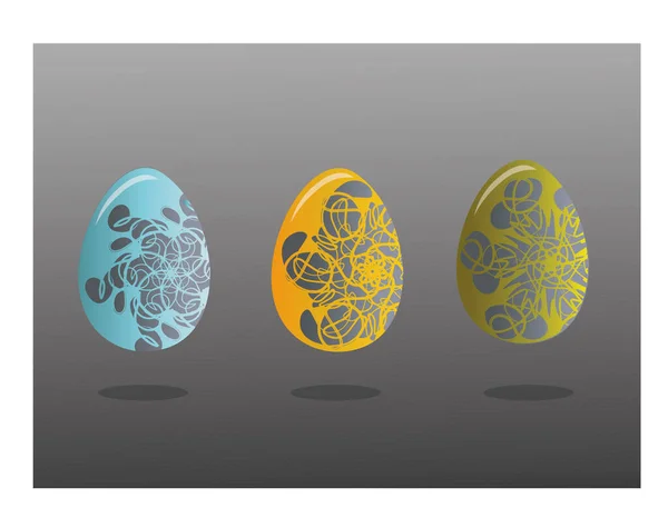 Пасхальные Яйца Сером Фоне — стоковый вектор