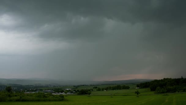 Thunderstorm Bolts Lightning Rural Landscape Germany — Stock Video