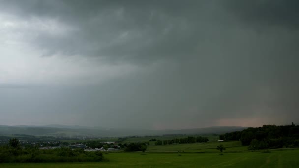 Onweer Met Bouten Bliksem Landelijke Landschap Duitsland — Stockvideo