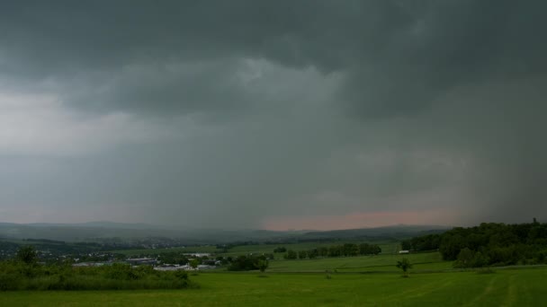 Thunderstorm Bolts Lightning Rural Landscape Germany — Stock Video