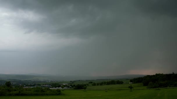 Thunderstorm Bolts Lightning Rural Landscape Germany — Stock Video