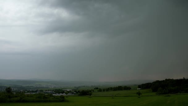 Thunderstorm Bolts Lightning Rural Landscape Germany — Stock Video