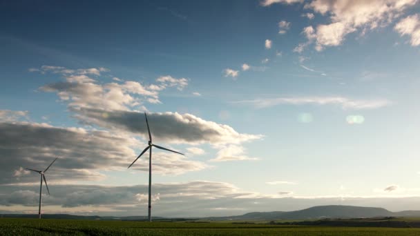 風力エネルギー風力発電 風力発電機 — ストック動画