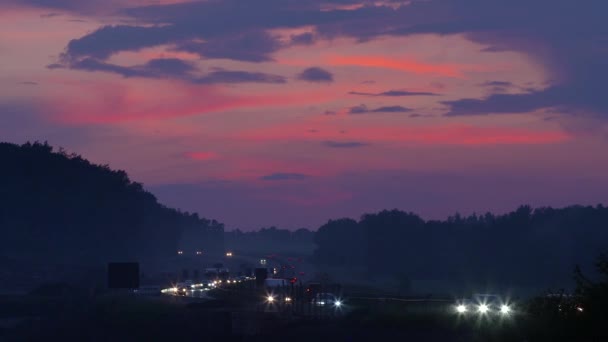 Traffic Highway Sunset Germany Highway Frankfurt Munich — Stock Video