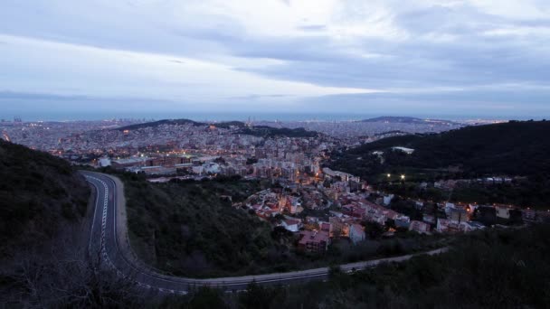 Barcelona utsikt från Tibidabo — Stockvideo