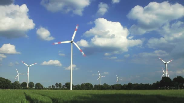 Енергія, енергія вітру, вітрових вітрової турбіни — стокове відео