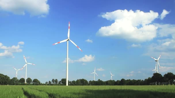 Енергія, енергія вітру, вітрових вітрової турбіни — стокове відео