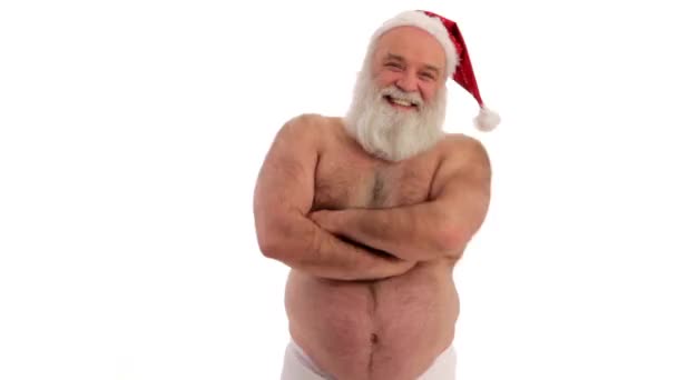 Santa Claus in badkamer — Stockvideo