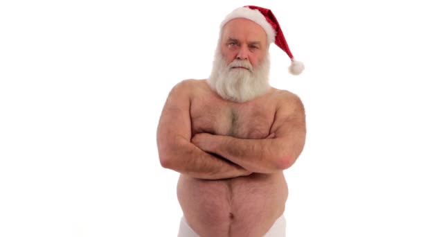 Санта Клаус в ванной комнате — стоковое видео