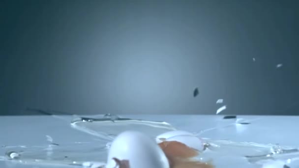 Яйцо падает в замедленной съемке - 1050 кадров в секунду — стоковое видео