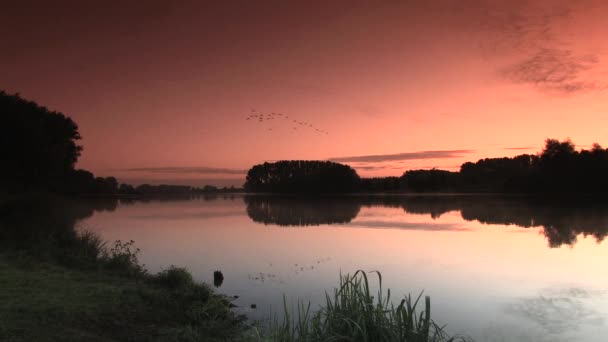 Lago pitoresco ao pôr do sol — Vídeo de Stock