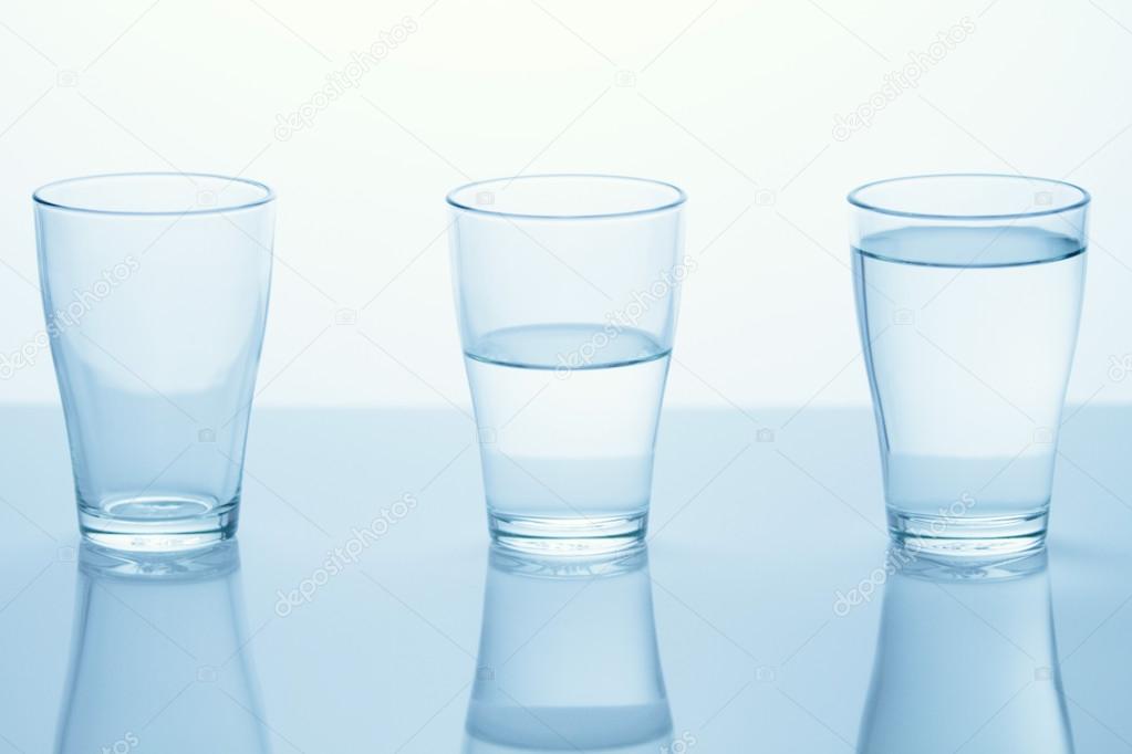 Three glasses with water