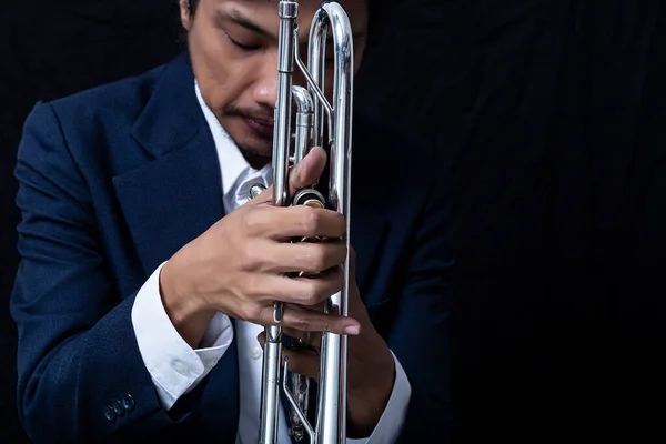 Närbild Klassiska Musikaliska Trumpet Symfoni Band — Stockfoto