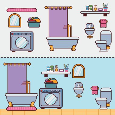 Düz stil mobilya banyo
