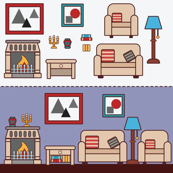 Muebles domésticos. Diseño de interiores . — Vector de stock