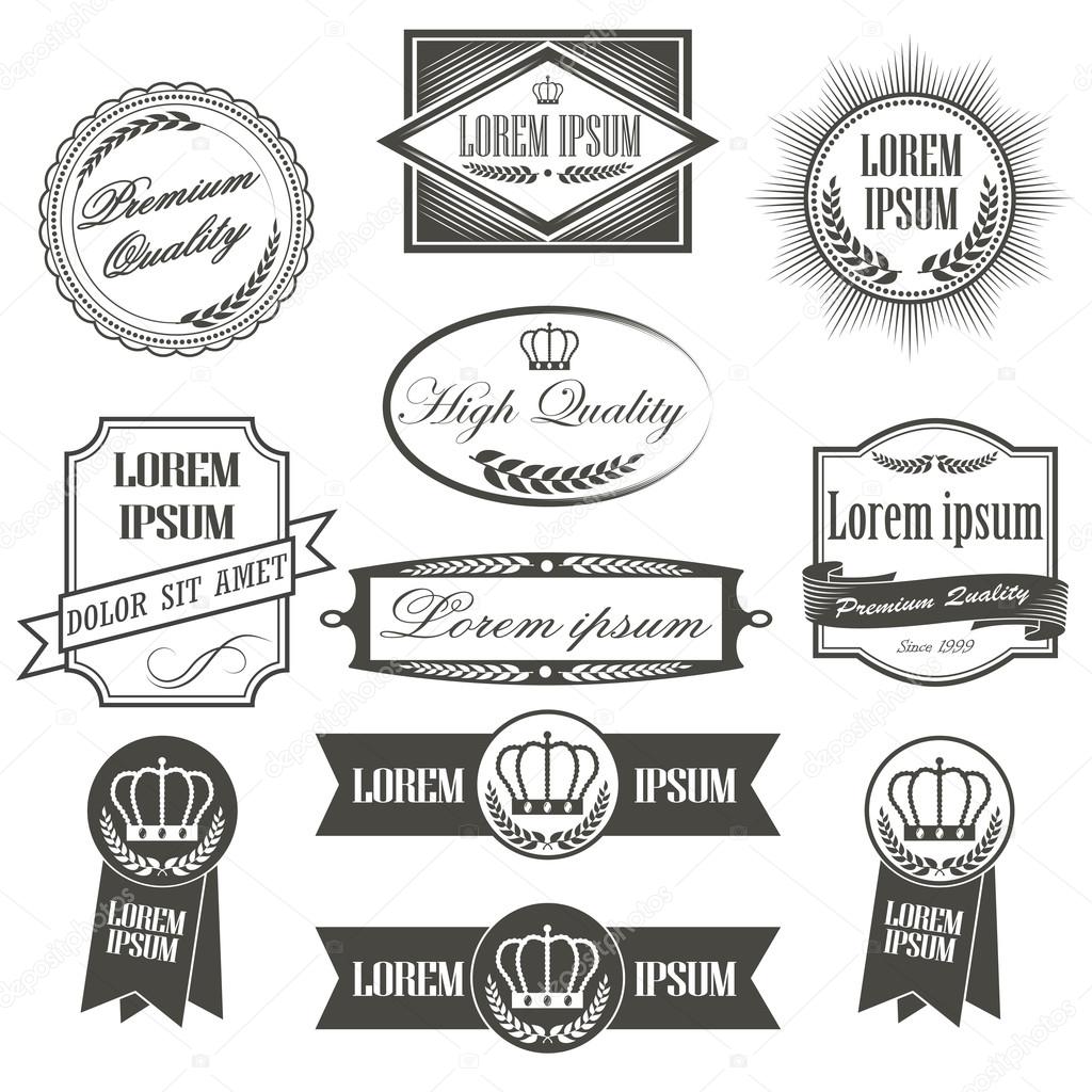 Collection of labels with retro vintage style