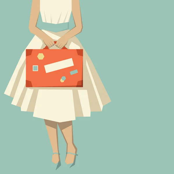 Femme avec une valise — Image vectorielle