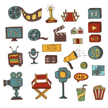 elle çizilmiş sinema karalamalar kümesi