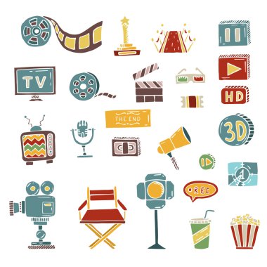 elle çizilmiş sinema karalamalar kümesi