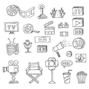 elle çizilmiş sinema karalamalar kümesi