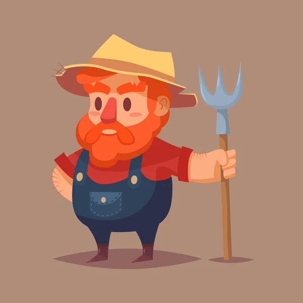 Drôle dessin animé agriculteur personnage vectoriel clip art illustration — Image vectorielle