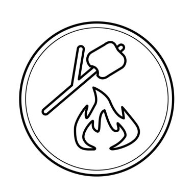 Seyahat simgesi düz vektör basit minimalist kamp ateşi lokumları