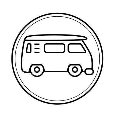 Seyahat simgesi basit düz vektör seti araba minibüsü