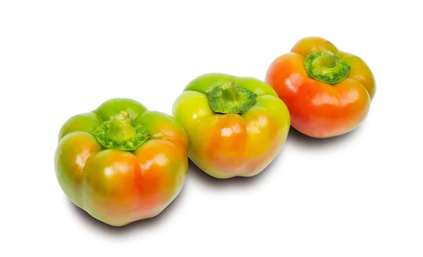 Τρία πιπέρια απομονωθεί σε λευκό — Φωτογραφία Αρχείου