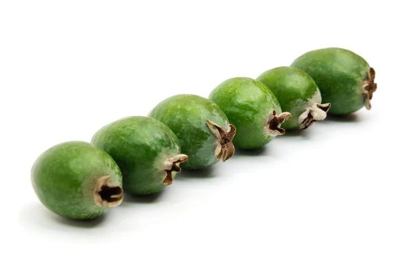 Fruta tropical feijoa de pé em uma linha — Fotografia de Stock