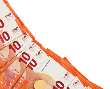 Arka plan on Euro notlar köşede koydu