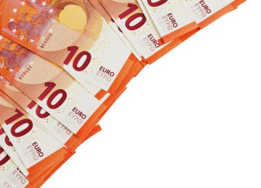 Arka plan on Euro notlar köşede koydu