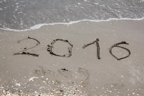Escrito 2016 en la playa — Foto de Stock