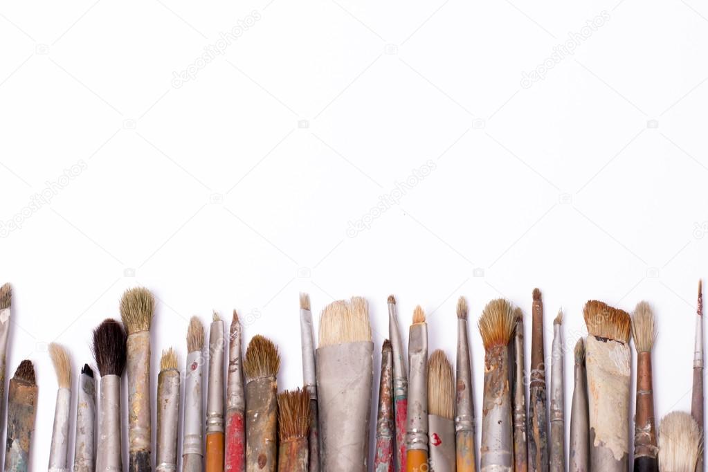 Old used paintbrushes