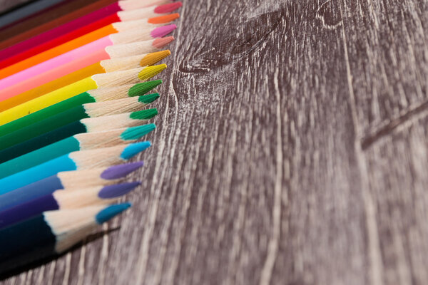 Colorful Pencils On Wooden Background