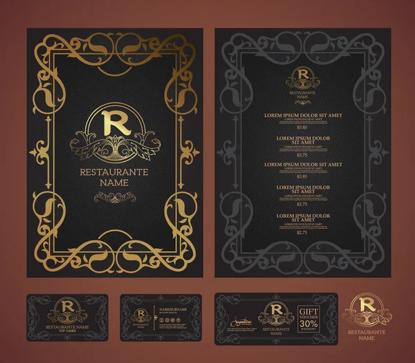 矢量的餐厅，菜单模板和符号. — 图库矢量图片