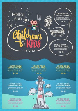 menu for kids template. clipart