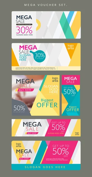 Set modello voucher . — Vettoriale Stock